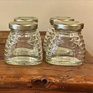 3 oz Glass Skep Jar with Gold Metal Lid